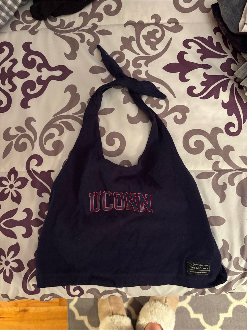 UConn Navy Halter Crop Top